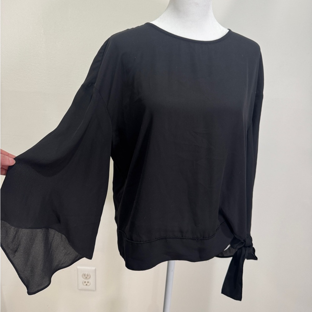 Worthington Black Blouse with Tie Detail